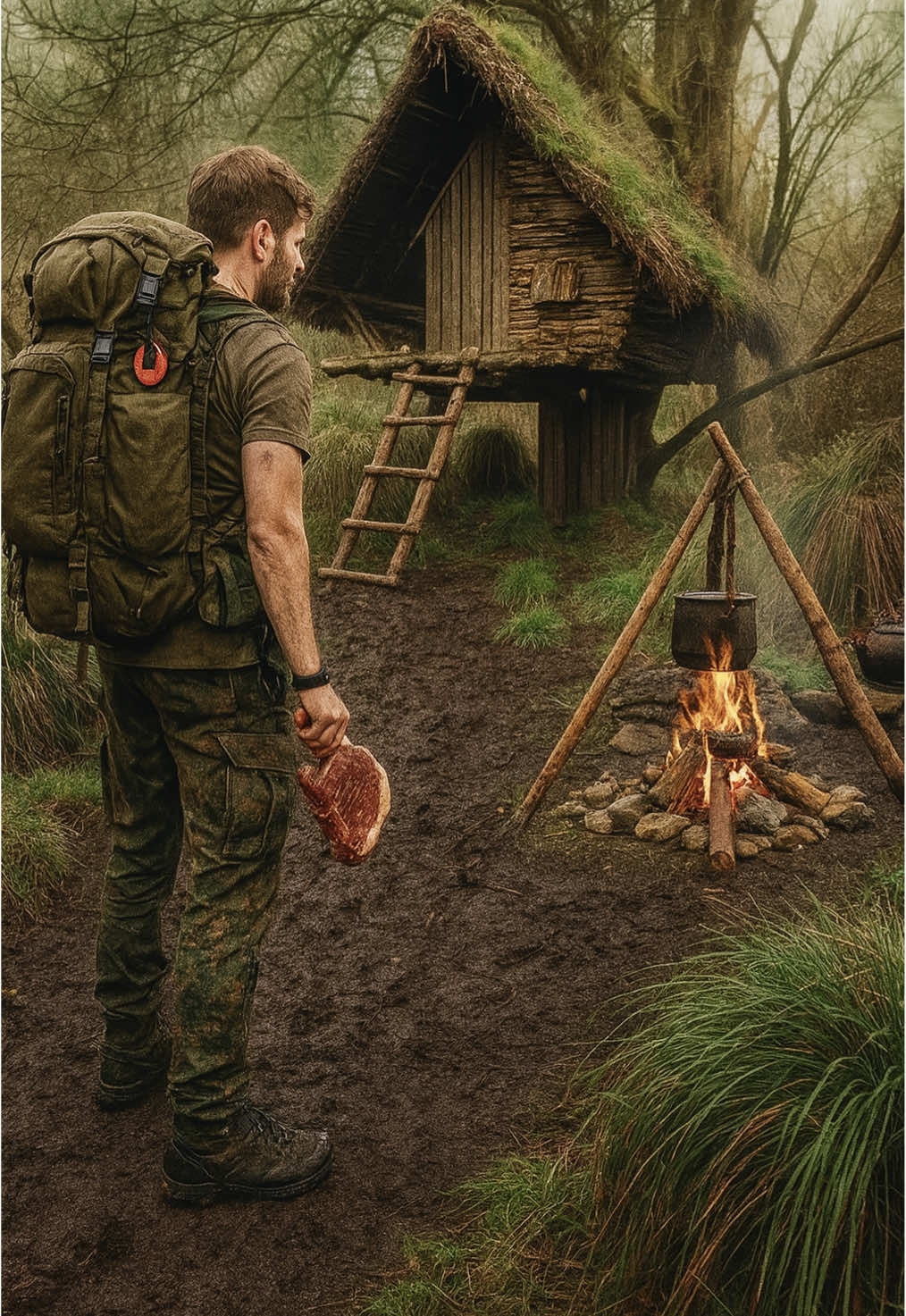 the FINISHED House is so cozy 😴 #bushcraft #survival #dugout #shelter #forest 