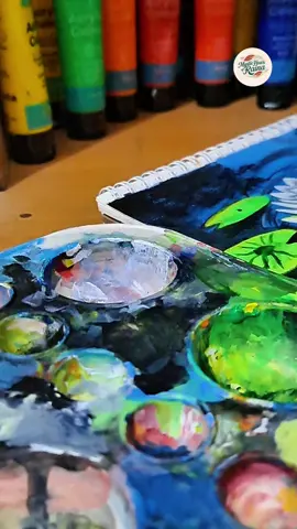 শাপলা বিল 🪷 . . . . #acrylicpainting #fyp #lotus #lily #tiktokviral 