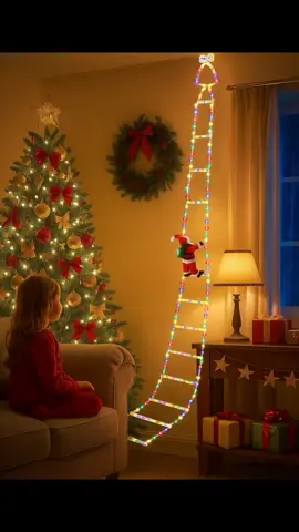 Love It🎅 Christmas Santa Climbing Stairs Light#christmas #christmasdecor #christmaslights #decor #santaclaus 