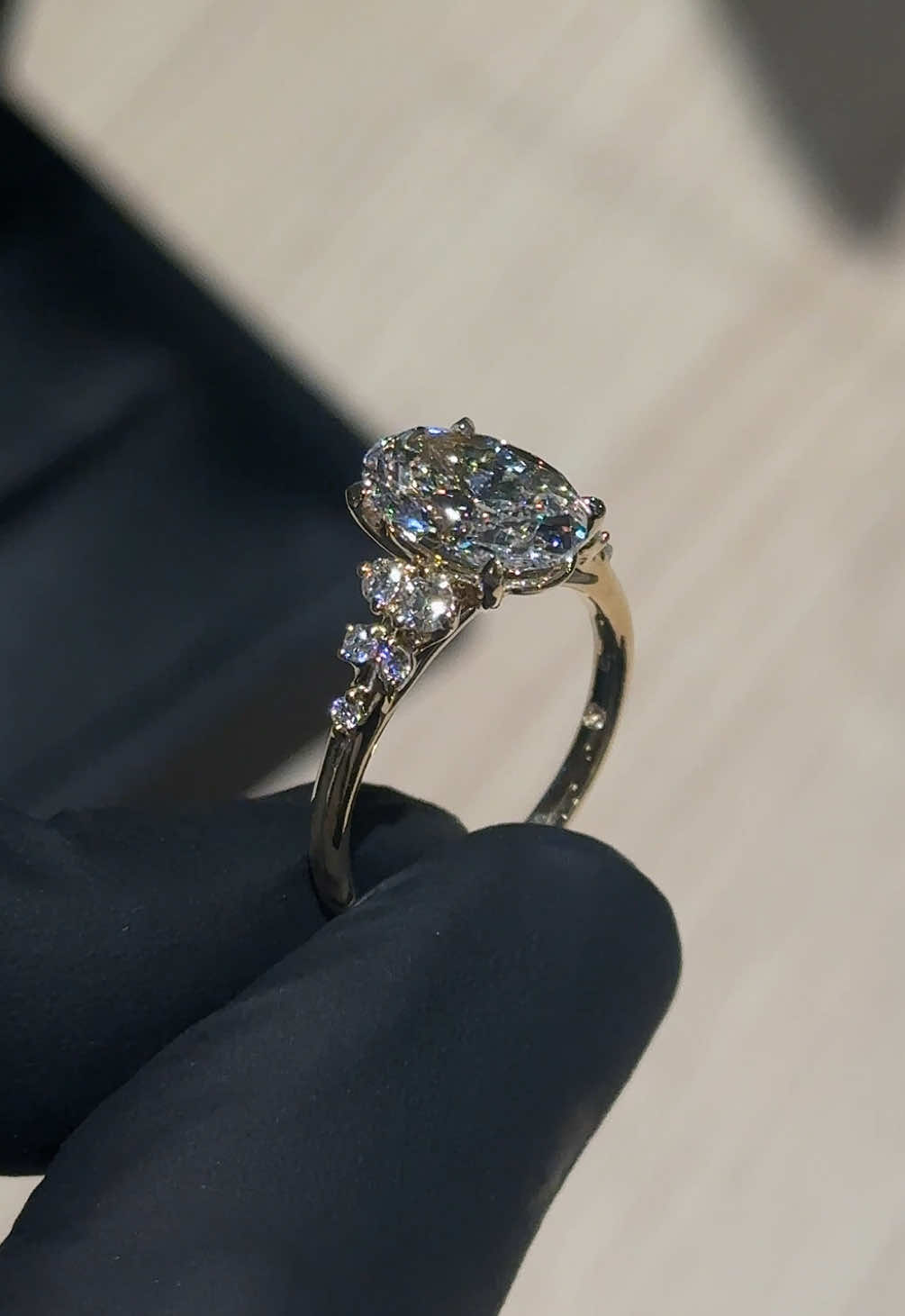 Our beautiful oval nova engagement ring we created for our lovely client!  This particular one was made using a fiery 2.3ct oval set on a 18k yellow gold band.  #engagementring #bespoke #weddingrings #diamonds #ovalengagementring 
