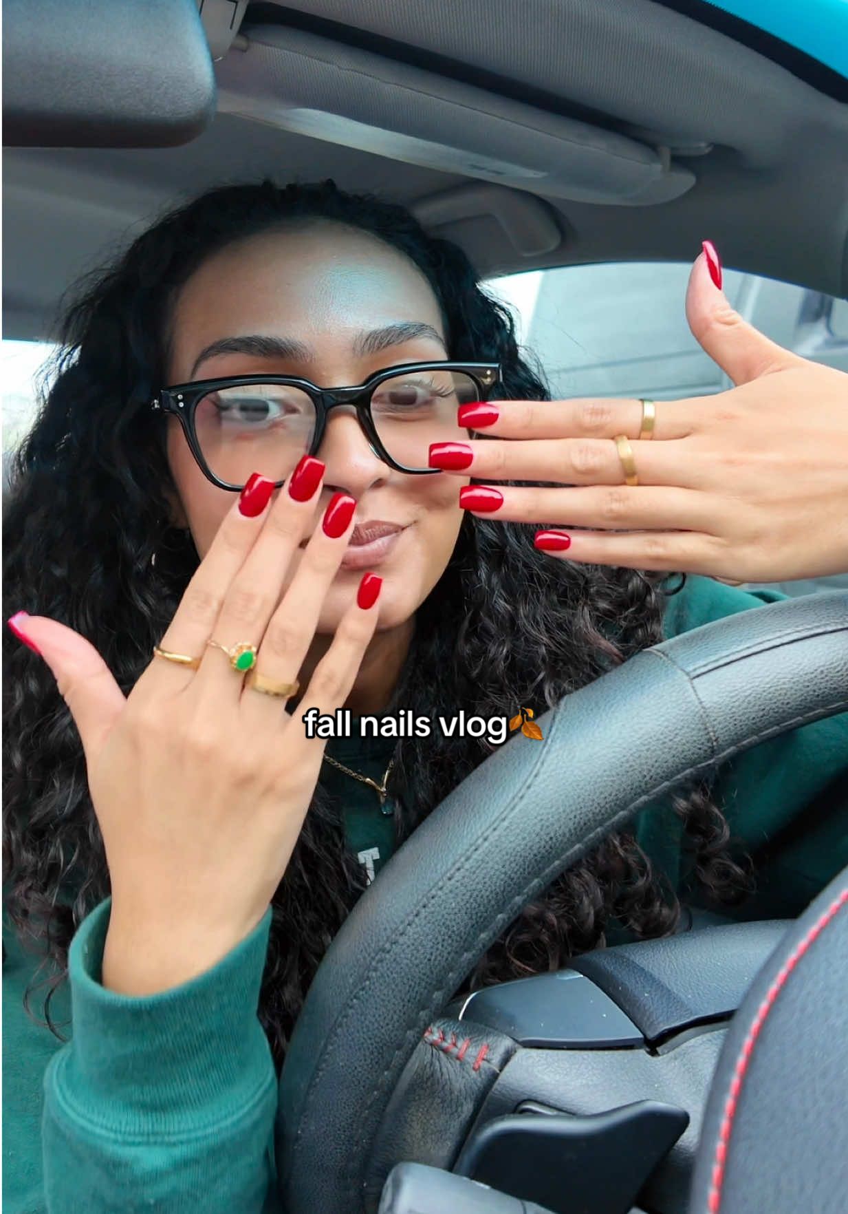 what do we think of the color on me??🍂👀 #nailday #fallnails #nailvlog #rednails 