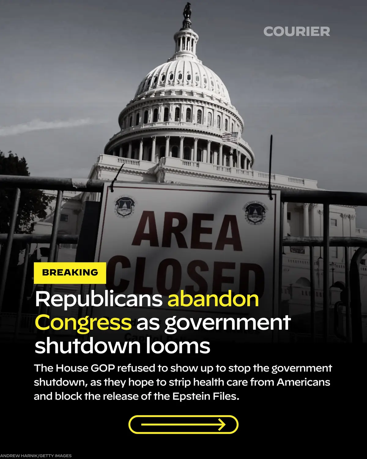 Republicans are nowhere to be found as the government shuts down tomorrow. 