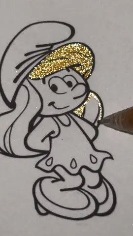 💙Smurfette💙 #glitterpens #glittercoloring #satisfying #aesthetic #coloring 