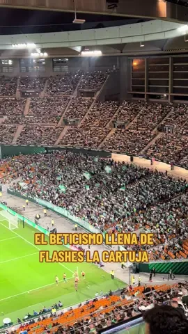 🟢🏟️ La afición del @Real Betis Balompié prendió las luces en La Cartuja para animar a su equipo ante Osasuna. Espectacular estampa de la afición bética. #realbetis #betis #lacartuja #sevilla #futbol 