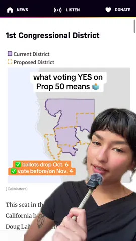 CA voters listen up 📣   vote YES on Prop 50 Nov. 4 to fight this fascistic administration sources: https://laist.com/news/politics/find-out-if-your-vote-could-be-affected-by-newsoms-redistricting-plans #prop50 #caprop50 #novemberelection #CAvoters #localgovernment 