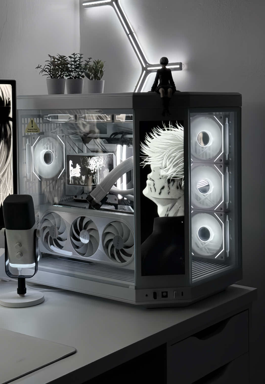 b&w setup >>> #gaming #techtok #GamerGirl #gamingroom #pcsetup 