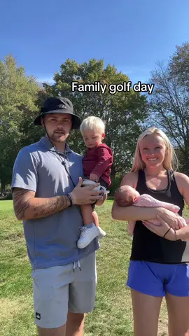 Daddy wanted to golf so we are making the most of it 🥰🤍 #golf #postpartum #family #michigan