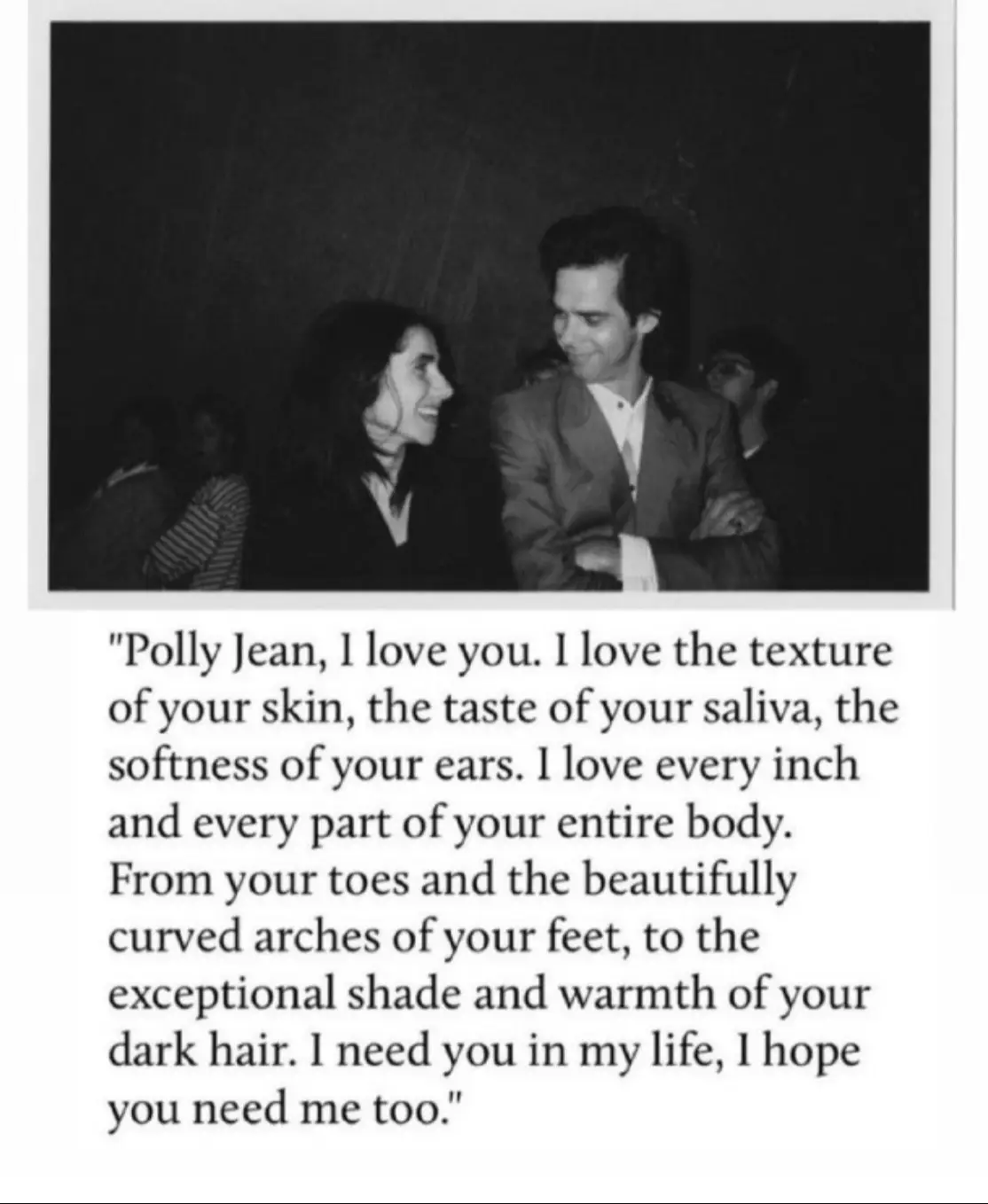 i hope one day someone feels as strongly about me as nick cave felt about polly jean