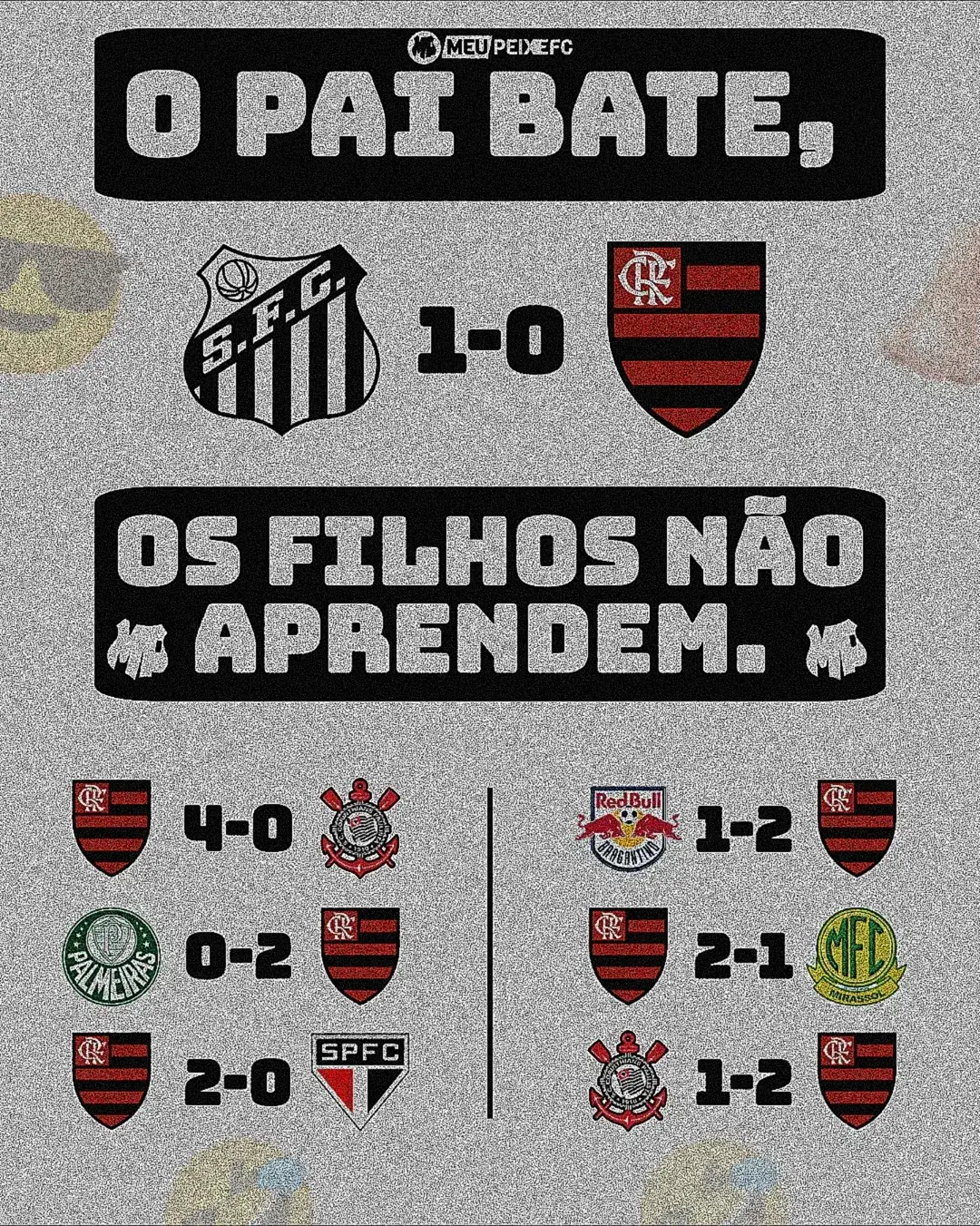 Meus filhos são muito fracos, cê tá loko! 😤😂😂 Mas eles vão aprender! #Memes #Santosfc #Filhos #freguesia #futebol 