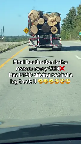 Y’all remember final destination ?!! No log trucks for me ! I can’t get into the other lane fast enough!! #finaldestinationmovies #scary #driving #movie #indiana 