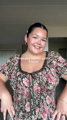 three plus size fall outfits with @Torrid guys a dress has never fit me so perfectly OMG #torridpartner #torrid #plussizefashion #plussize #fallfashion 