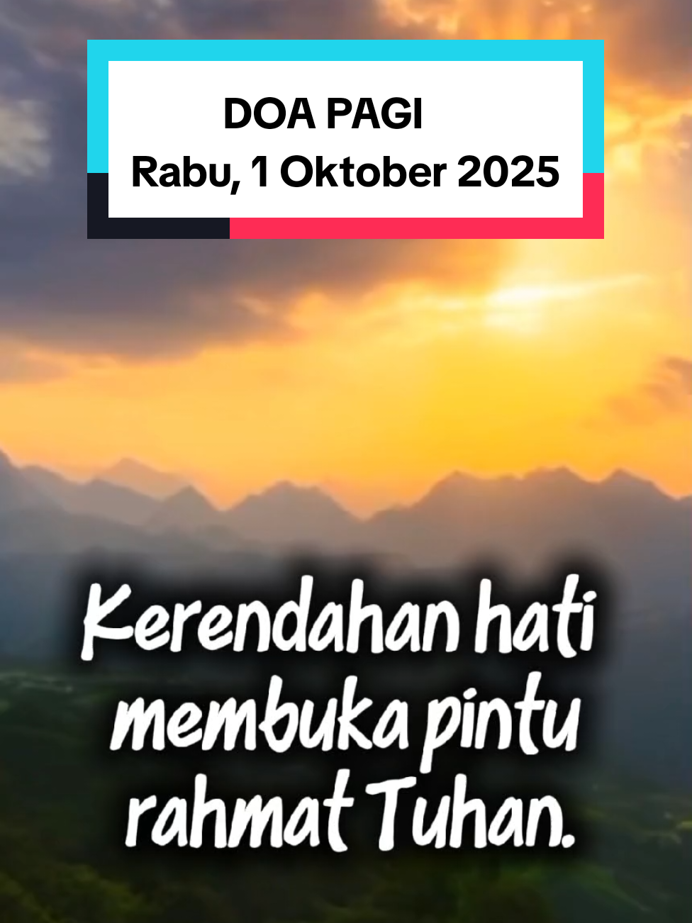 DOA PAGI Rabu, 1 Oktober 2025 berdasarkan bacaan injil Matius 18:1-5. _*“Barangsiapa merendahkan diri dan menjadi seperti anak kecil ini, dialah yang terbesar dalam Kerajaan Surga.”*_ _(Matius 18:4) _ Yesus mengajarkan bahwa kebesaran sejati ada pada kerendahan hati. Dengan hati seperti anak kecil—tulus, percaya, dan sederhana—kita layak menerima Kerajaan Surga. Hari baru, hati baru. Mari belajar rendah hati seperti anak kecil di hadapan Allah.  Awali hari ini dengan kerendahan hati, dan biarkan kasih Tuhan yang memimpin setiap langkahmu. Berkah Dalem Gusti 🙏 #doapagi #katolikku_keren #katolik #morningprayer #chatolic 