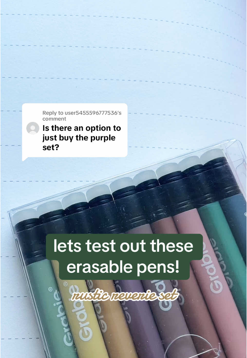 Replying to @user5455596777536  they made the smaller sets! Now you can get the Lavender Dresm, Whimsical Whirls, and Rustic Reverie color sets individually!  #erasablepens #grabieerasablepens #grabie #tiktokshop #artsupplies #schoolsupplies #journaling #notetaking #organized #pens 
