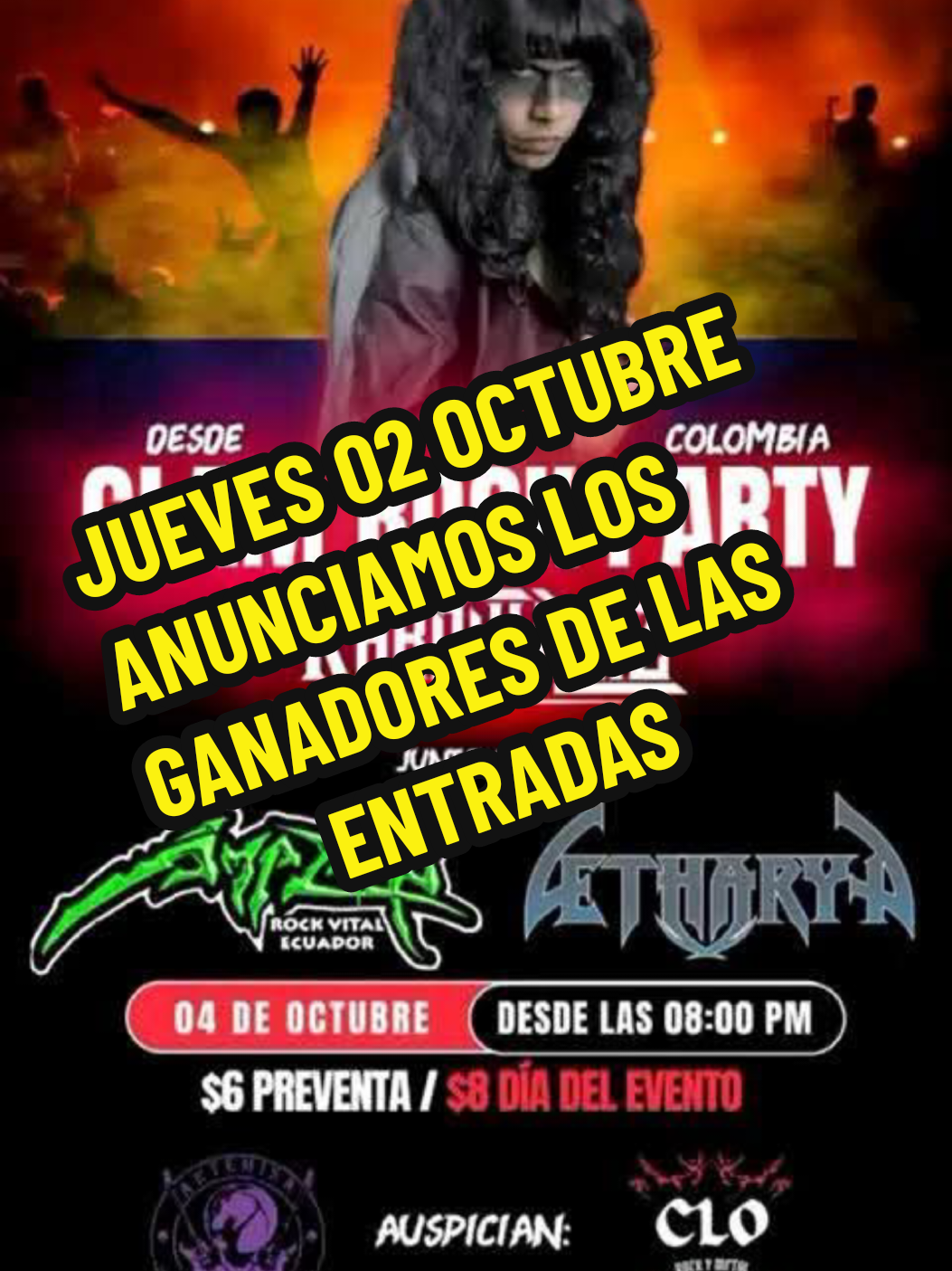 Estas participando para el sorteo de entradas para el GLAM ROCK PARTY? , este jueves 02 d e octubre anunciamos a los ganadores de las entradas en el programa @Cuando La Luz Oscurece,  8pm, los esperamos #conciertosytocadas #elrockestaenti #rock #ecuador @Karow Ruiz 