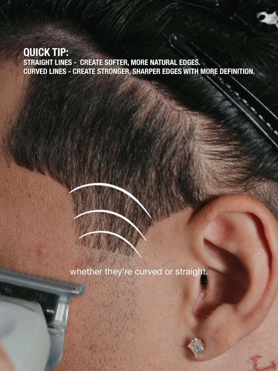 Do you prefer curved or straight guidelines?? I'm using the Core FX trimmer with its new stainless steel standard blade.  #barber #trimmer #taper #haircut #barbertok