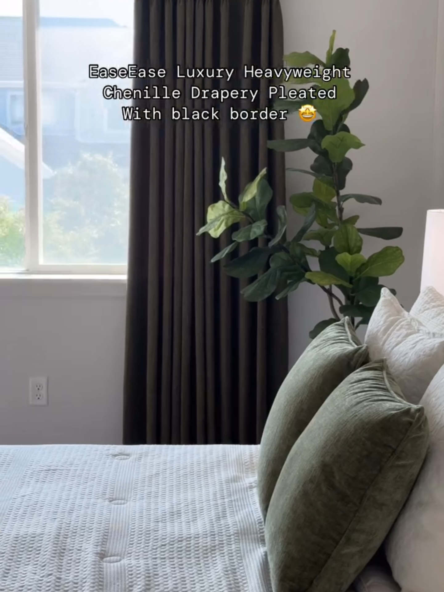 📷: Brazilicans 🛒: EaseEase Heavyweight Chenille Custom Curtains, Green, Pleated header This deep green is not just beautiful—it’s timeless and so easy to style. Heavyweight green curtains bring a retro yet elegant vibe to the bedroom while blocking out light for the perfect night’s sleep.  They pair effortlessly with neutrals, wood, or even bold accent colors, making them one of the most versatile curtain choices for any home. #greencurtains #bedroommakeover #vintagehome #blackoutcurtains #homedecorideas #bedroomdecor #windowtreatments #greenlover