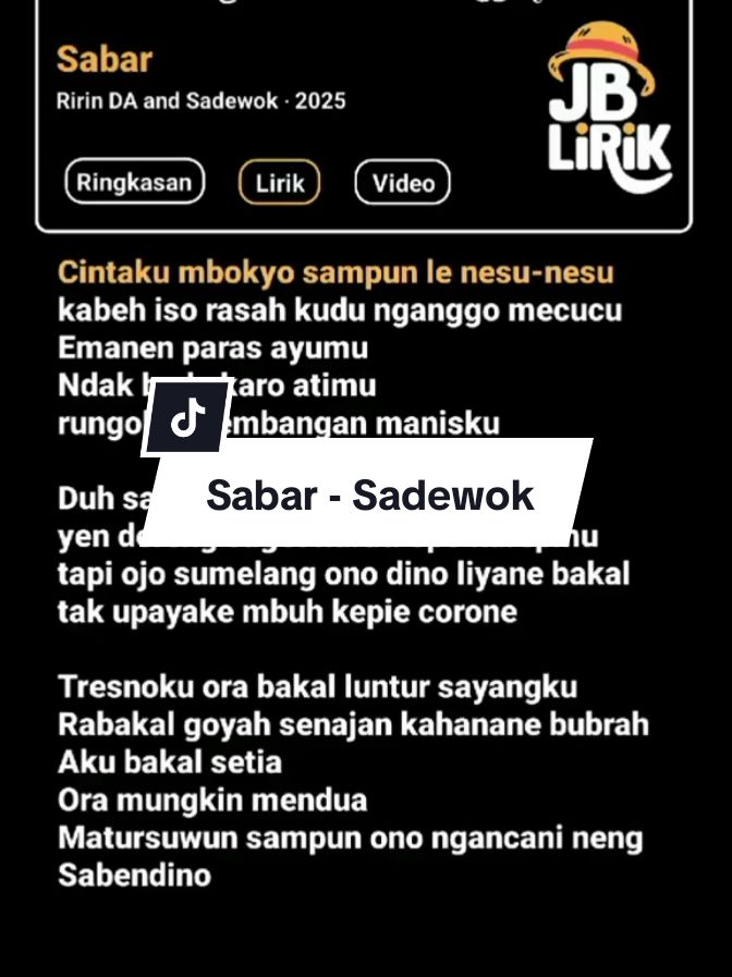 Sabar #sadewok #viral #lagujawa #fyp #4u #4upage #fyptiktok #jawapride #laguviral #sabar  #fyppppppppppppppppppppppp #lewatberanda #lirik #lirikgoogle #overlay #liriklagu 