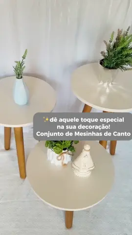 dê aquele toque especial na sua decoração! 🌟  Kit Trio Jogo de Mesinhas Lateral Redondas Sala Pé Palito Retro Decoração R$109,53 ##shopee##tiktok##mesa##decoracao##casa