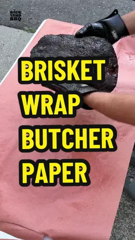 Brisket Wrap with Butcher Paper. Here’s my latest method for wrapping briskets with butcher paper. I’ve simplified it quite a bit over the years so I figured you’re due for an update.  I use 18” butcher paper.  I overlap two pieces so it’s wide enough to fit the whole brisket.  I spritz with water so it’s more pliable.  I put a big chunk of tallow under it to help keep that flat moist as it rests.  I place the brisket fat side up about ⅓ of the way up the paper. I bring that short lip of paper over the top of the brisket.  Then fold over each long side and flip the brisket once, it’s now fat side down. I square off the very end to get a clean edge.  And then flip the brisket once more.  It’s back to fat side up.  These will go back on the smoker until they are probe tender - where a thermometer probe slides in and out of the brisket with very little resistance - right around 200F.  And then they go in the food warmer overnight for around 17 hours at 150F. #bbq #brisket #howto