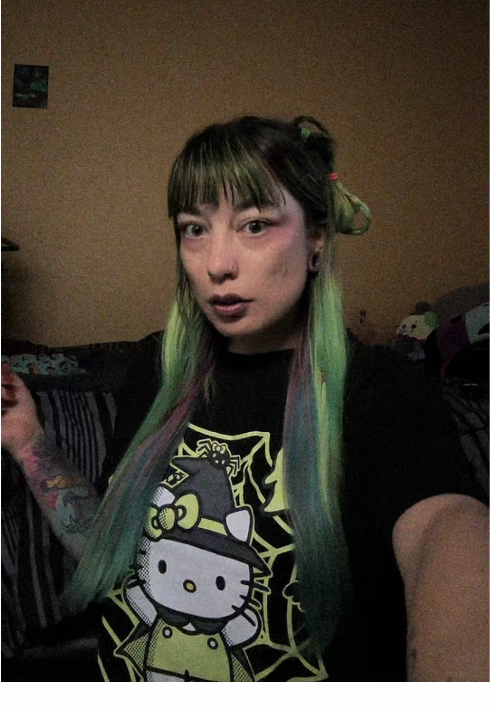 my hair is getting some length to it…. but look at my new shirt!! #greenhair #alttiktok 