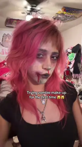 first time trying zombie make-up 🧟‍♀️ 😰 what do you guys think?? :33 idk how to feel about it tbh.. I NEED TO REDEEM MYSELF!! 🤧 #fyp #zombie #creativemakeup #zombiemakeup #creatorsearchinsights  
