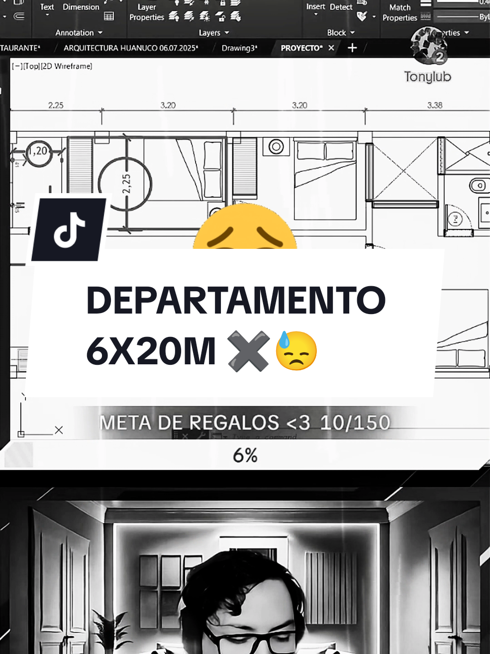 Departamento de 6x20m mal diseñado 😓 #Vivienda #arquitectura #construccion #livetiktok #diseño 