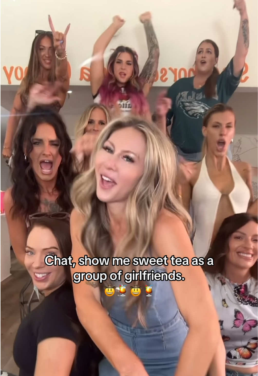 Sweet teas > martinis. Also, the more you look at each person the better this gets…. It’s @Gabbie Egan with the head bob in the back…@Jenna Foster face is good too…who’s your favorite?!? 🤣🤣🤣 @Britt Bernard @Brittany Jade @Abbey Fickley @Rachel Elizabeth @Amanda Crossley 
