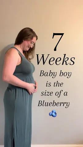 Baby boy is the size of a blueberry this week! His brain and face are developing, his heart is beating strong, and little arms and legs are starting to form with little hands and feet. We love him so much already. #pregnant #7weeks #frozenembryotransfer #lifeafterinfertility 