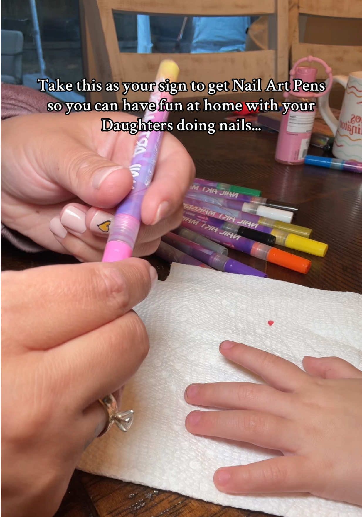 These Nail Art Pens are so fun and dry quickly making designing your nails at home easier! Such a fun Mom and Daughter activity. #nailartpens #nailsathomecheck #motherdaughterbonding #momdaughterfun #giftsforgirls 