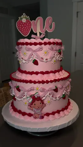 Another strawberry girl turns ONE 🎀🍓✨ - - #strawberrygirl #berryfirstbirthday #strawberryshortcakebirthdaycake 