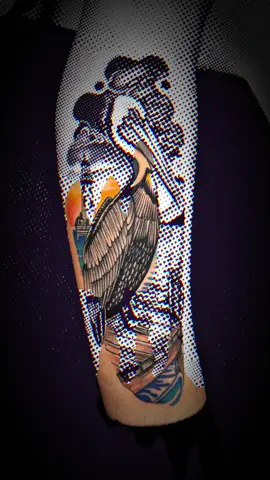 Watercolor abstract illustrative pelican and lighthouse tattoo #coloradotattooartist #coloradospringstattooartist #watercolortattoo #birdtattoo #tattoos 