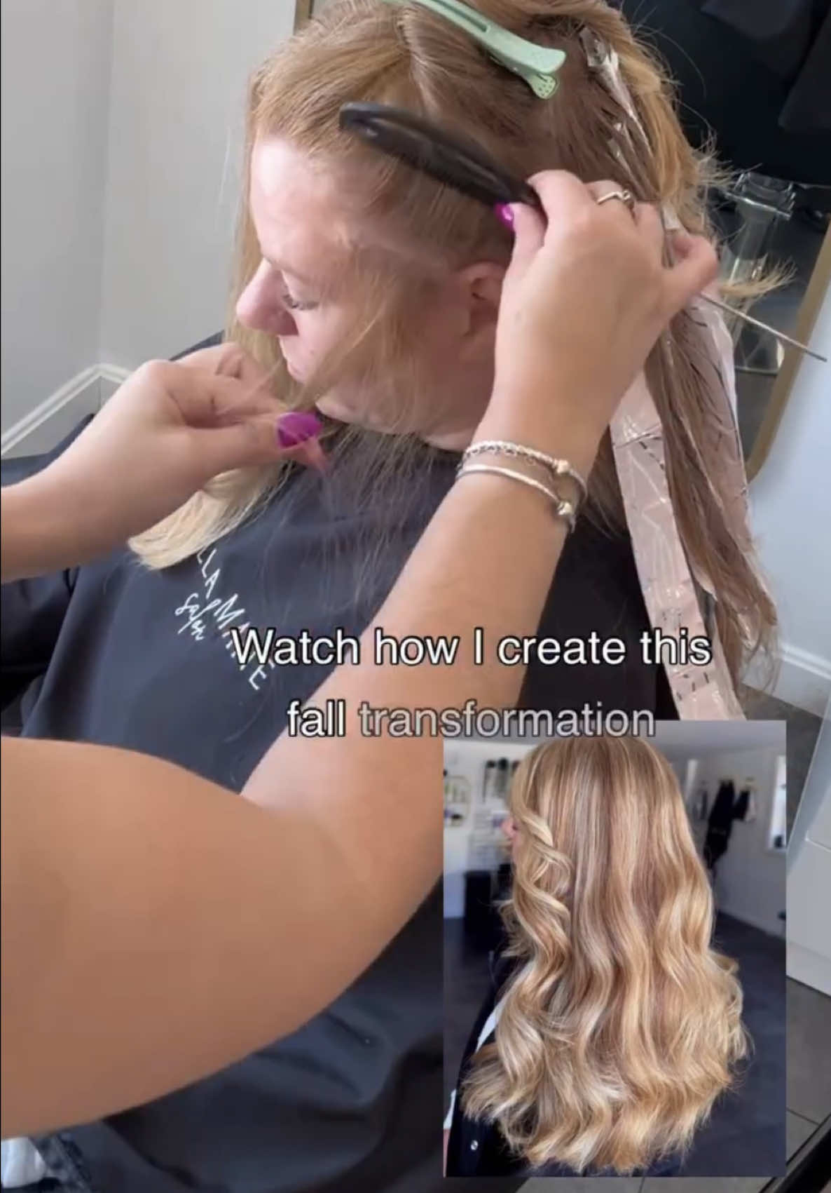 Featuring our #BTCxJoicoPartner Sarah Cabral (@sarahzstylz). “Pumpkin 🎃 spice and everything nice Fall Hair Tutorial! Part 2 (The Sides) -Watch how I created this fall 🍂hair color using only a partial foil!”  @sarahzstylz #Joico Formula: Formula 1 (Lightener): Joico Blonde Life Lightening Powder with 20 Volume Joico LumiShine Developer #JoicoBlondeLife Formula 2 (Toner): Joico LumiShine Demi-Permanent Liquid Color 7WC + 9NB + 8N with 5 Volume LumiShine Developer #JoicoLumiShine Formula 3 (Gloss): Joico Blonde Life Demi Gloss 10G + 12N with 5 Volume Joico Blonde Life Coconut Oil Developer #JoicoBlondeLife 