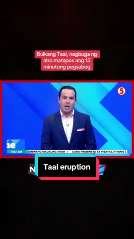 TAAL VOLCANO, NAGBUGA NG ABO Maikling phreato-magmatic eruption ang naitala ng PHIVOLCS sa Bulkang Taal kaninang madaling araw. Bagamat nananatili itong nasa Alert Level 1, pinayuhan na ang mga residente na malapit sa lugar magsuot ng face mask | via Nina Ongpauco