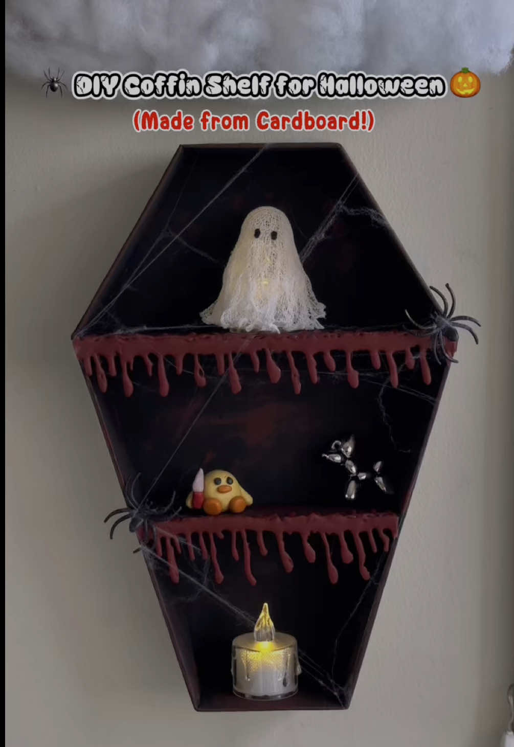 DIY Halloween Coffin Shelf from Cardboard 😱🩸 #HalloweenDIY #DIY #SpookySeason #DIYDecor #Halloween2025