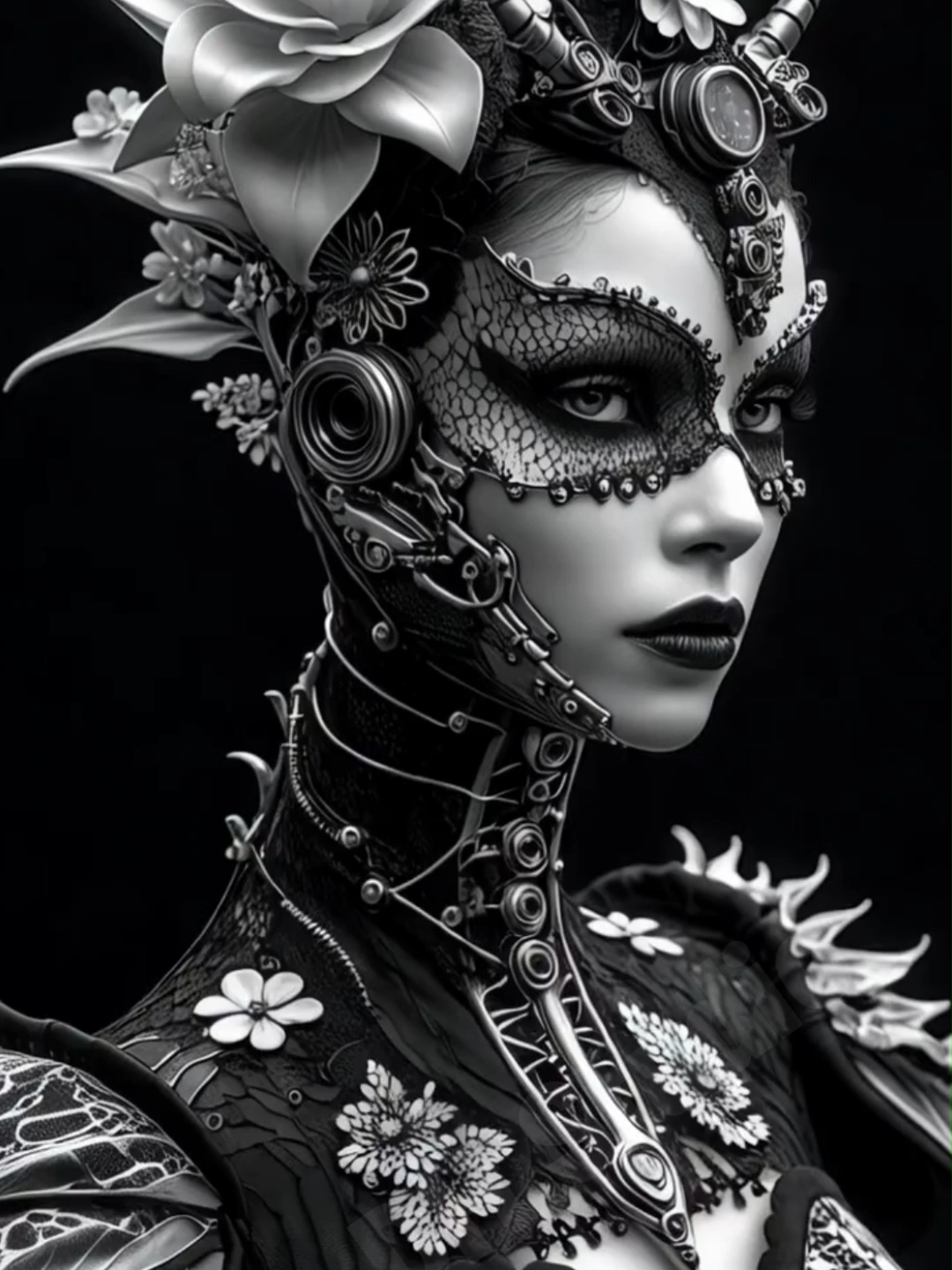 Alta moda blanco y negro #Fantasy #Flux #Fantasia #Criaturas #Guerreros #futurista #competencia #paisaje