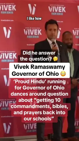 An Ohioan asked gubernatorial candidate Vivek Ramaswamy his thoughts on the future of bringing back religion to public schools. #ohio #atheist #religion #10commandments #hindu 