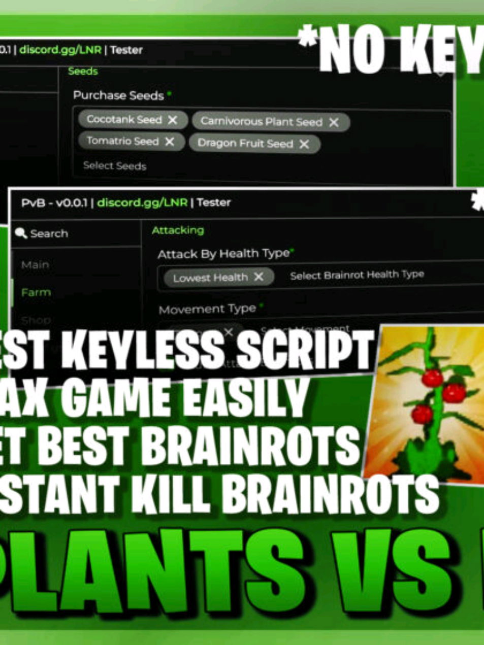 Plants Vs Brainrots Script *NO KEY* - Auto Farm, Tomatrio Seed, Instant Kill & More! #plantsvsbrainrots #plantsvsbrainrotsscript #lunorhubscript #delta #roblox