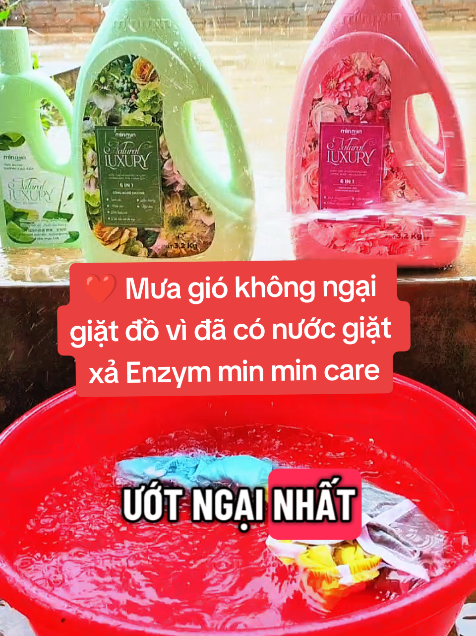 Ngày trước cứ mưa là e ngại giặt đồ lắm... Nay có Nước Giặt xả Enzym min min care ko lo hôi húc nữa rồi 😁🥰 #nuocgiatxaenzymminmin #nuocgiatminmin #nuocgiatxaminmin 