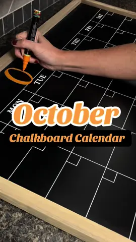 My favorite month is finally here! These markets write sooooo smoothly on this board. I love! Markers are linked in my showcase! #chalkboardcalendar #chalkboardmarkers #octoberchalkboard #fyp 
