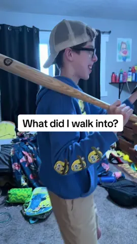 It’s not everyday I walk into Noah’s room and he’s holding a bat 😂😂 don’t worry, it was only a TikTok and he’s copying @Talon-Tal - sneak peak at the end #autism #cerebralpalsy 