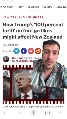 Trump’s 100% tariff on foreign films could wreck global cinema and hit New Zealand’s screen industry hard. Hollywood jobs, trade wars, streaming rights… this fight isn’t just about movies, it’s about who controls culture. Follow for more breakdowns of global politics, economics, and why it matters for Aotearoa. #TrumpTariffs #FilmIndustry #NZPolitics #GlobalTrade #tradewar 