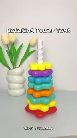 Another educational toys untuk anak 🥰 #rotatingtowertoy #rotatingtower #educationaltoys #sensoryactivities #motorskillsactivities 