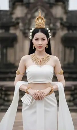 สร้างภาพจากAi ใบหน้าคนจริง : วิธีทำภาพ  1.เข้าแอฟGemini 2.กด+เลือกรูปภาพตัวเอง 3.คัดลอกวางคำสั่ง 4.รอโหลด30วิ-1นาที  5.บันทึกภาพ #ai #เทรนด์วันนี้ #พญานาค #ฟีด  ทำให้ใบหน้าเหมือนภาพที่อัพโหลด 100% สตรีชาวไทยผู้สง่างามในชุดไทยแบบดั้งเดิม ประกอบด้วยเสื้อเกาะอกสีขาวและผ้านุ่งสีขาวพลิ้วไหว สไบสีขาวอยู่บนข้อศอกทั้ง2ข้างพลิ้วไหว เธอประดับประดาด้วยเครื่องประดับอันวิจิตรบรรจง ได้แก่ สร้อยคอที่โดดเด่น, สไตล์ไทยโบราณ ประดับด้วยลวดลายวิจิตรบรรจง รูปภาพแบบสตูดิโอระยะใกล้ของมงกุฎพญานาคสีทองโบราณขนาดเล็ก สไตล์ไทยโบราณ มงกุฎวางอยู่บนแท่นแสดงหุ่นสีขาวทึบ ฐานวงกลมประดับด้วยคริสตัลหรือเพชรเม็ดเล็กๆ และเพชรสีแดงทรงกลมขนาดใหญ่โดดเด่นอยู่ตรงกลางด้านหน้า เหนือสิ่งนี้มีงูพญานาคสองตัวที่ขดตัวอย่างประณีตพันกันเป็นซุ้ม โดยมีหัวที่สง่างามของพวกมันยกขึ้นอยู่ด้านบนสุด พร้อมด้วยหงอนที่ละเอียดอ่อนและมีรายละเอียด ขอแบบเล็กๆ มงกุฎมีสีทองเปล่งประกายและดูเก่าแก่เล็กน้อย ชวนให้นึกถึงงานฝีมือแบบดั้งเดิม ภาพถ่ายเน้นรายละเอียดที่คมชัดและพื้นผิวของเครื่องประดับ โดยมีแสงสว่างเพียงพอที่จะเผยให้เห็นลวดลายที่สลับซับซ้อนได้อย่างชัดเจน ภาพถ่าย เน้นความคมชัดของรายละเอียดและพื้นผิวของเครื่องประดับ โดยมีแสงสว่างพอเหมาะเพื่อให้เห็นลวดลายได้อย่างชัดเจน