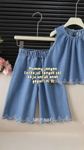 Set baju & seluar panjang denim ✨ #setbajuanak #setbajuseluar #setbajubudak #bajuanakperempuan #bajuanakviral 