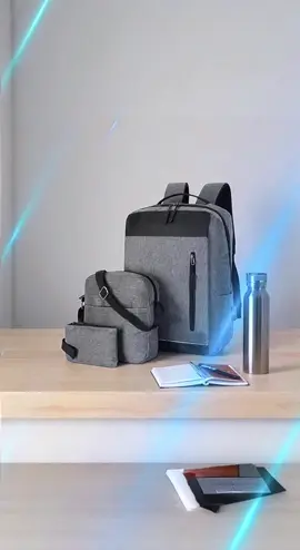 Kit 3 Peças Mochila Estojo Bolsa Lateral Unisexx Confortável Versátil E Grande Capacidade