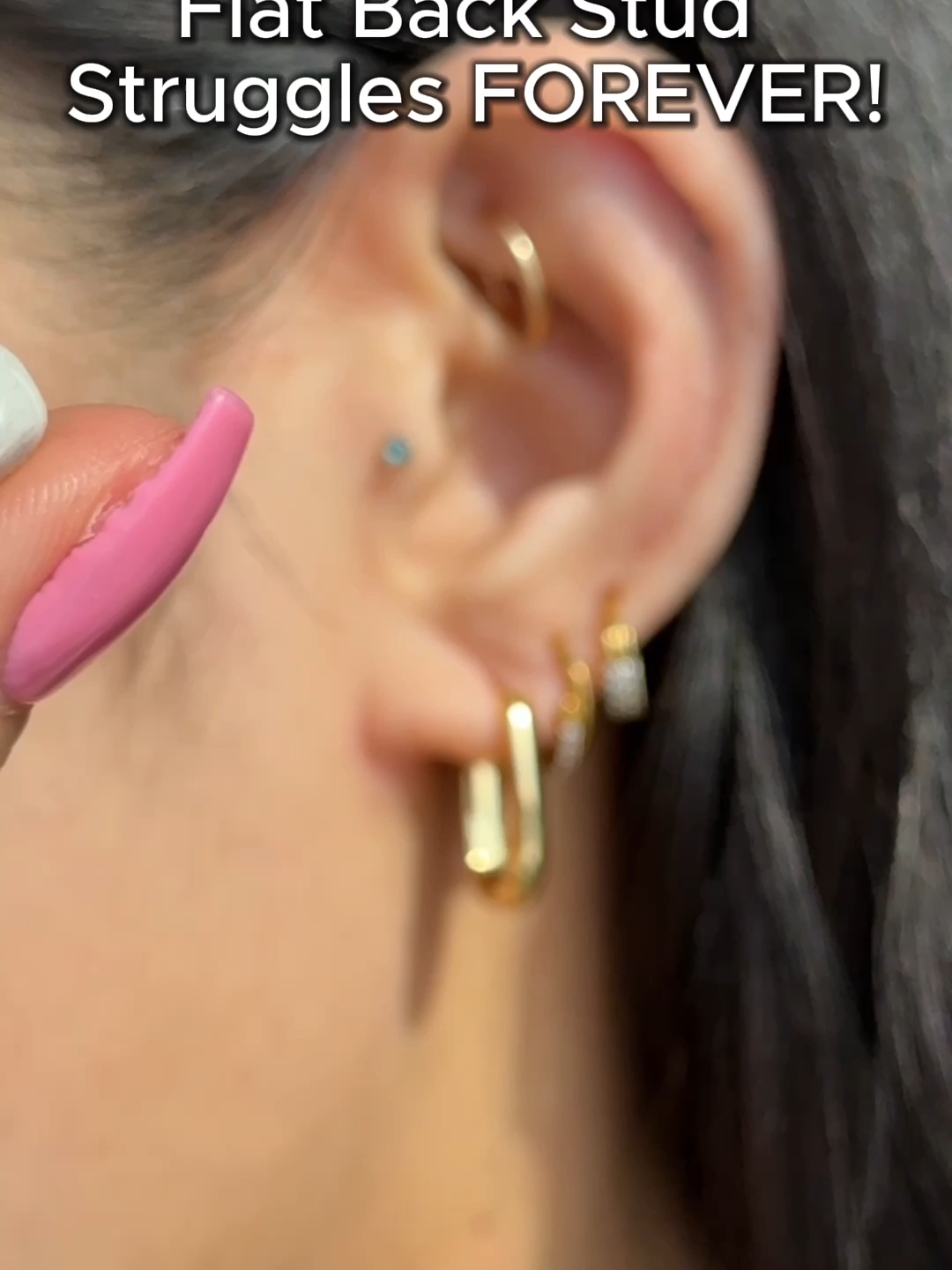 Say Goodbye to Flat Back Charm Nightmares with This 10-Second Fix! - End Your Flat Back Stud Struggles Forever! #piercing #earstyles #impuriajewelry #jewelry #goldearrings