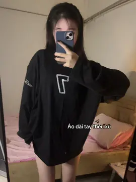 Áo thun dài tay thêu xù trước sau, vải dày dặn #xh #aothun 