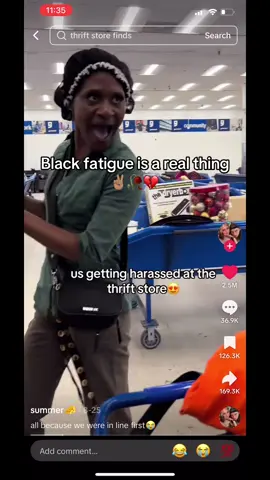 Getting harassed just because they were in line first at a thrift store is crazy 😭 #fypシ #blackpeople #foryoupage #viral 