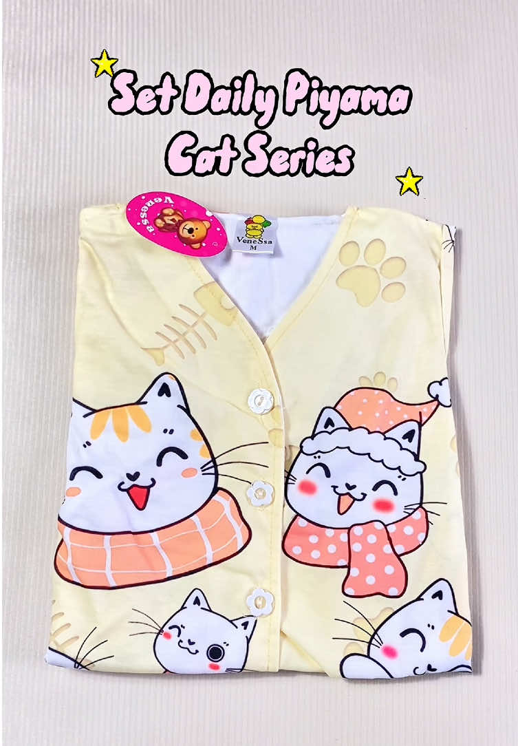 Set piyama anak motif terbaru motif kucing😍🫶🏻 #sibulatofficial #GajianSale #bajuanak #dailywear #bajutidur 