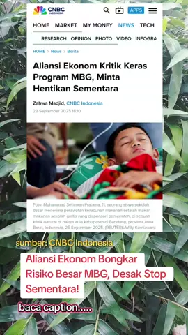 Aliansi Ekonom Kritik Keras Program MBG, Desak Dihentikan Sementara Program Makan Bergizi Gratis (MBG) kembali menuai sorotan tajam. Kali ini datang dari Aliansi Ekonom Indonesia yang secara terbuka menyampaikan kritik keras terhadap pelaksanaan program tersebut. Menurut mereka, MBG berpotensi menimbulkan beban fiskal yang besar di tengah kondisi ekonomi yang masih penuh ketidakpastian. Selain itu, mekanisme pelaksanaan dinilai belum matang dan rawan penyalahgunaan anggaran. Aliansi Ekonom menegaskan, meski tujuan MBG untuk meningkatkan gizi masyarakat terutama kalangan pelajar dinilai baik, namun eksekusinya perlu lebih hati-hati. Mereka meminta pemerintah menghentikan sementara program MBG untuk dilakukan evaluasi menyeluruh. 